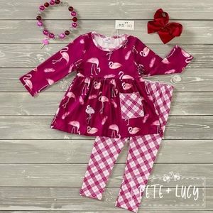 Plaid Flamingo Set